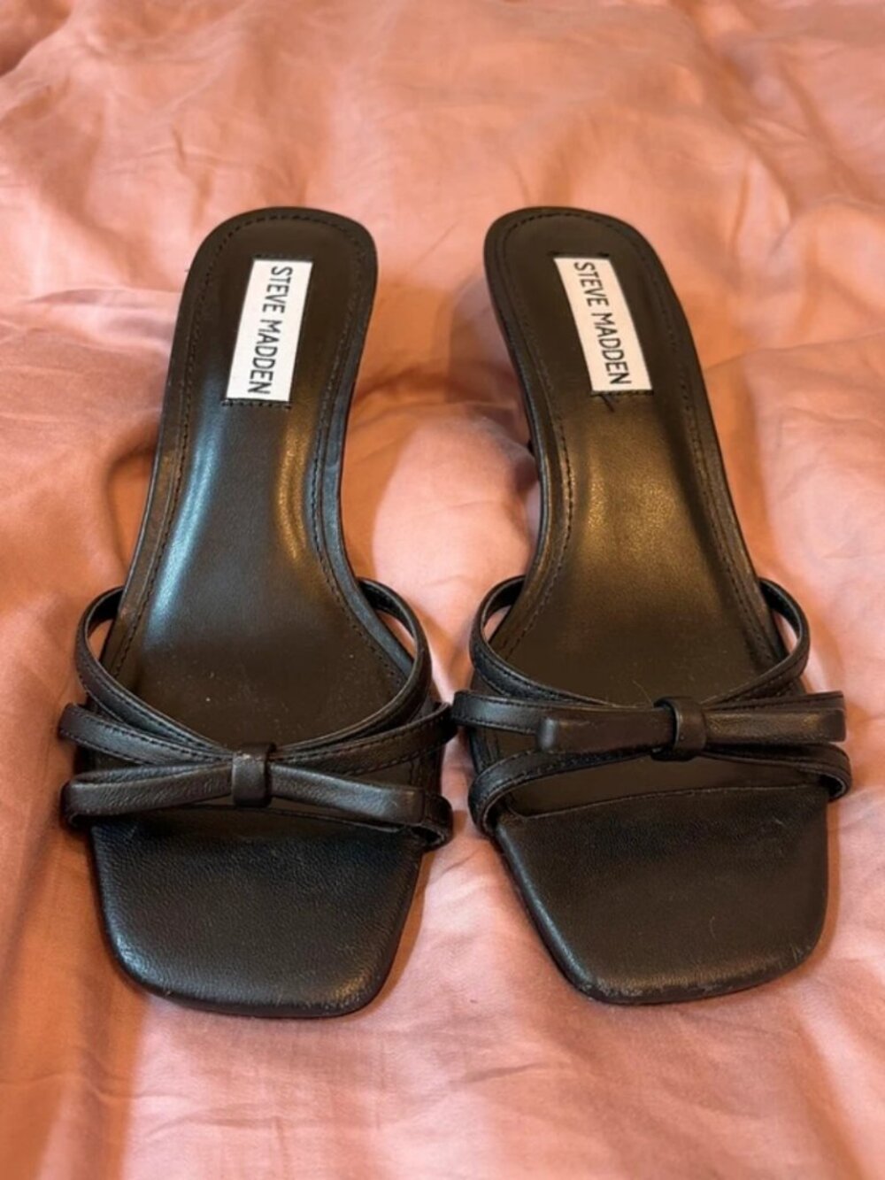Steve Madden Black Bow Slide Mules